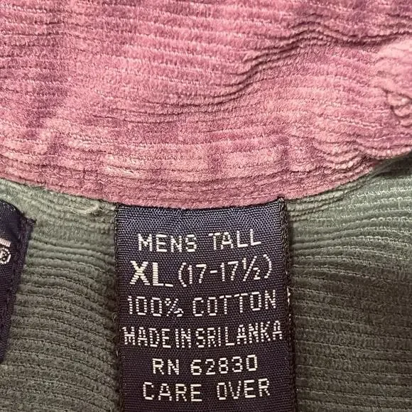 Vtg Lands’ End Colorblock Corduroy Shirt Men’s XL Tall Wide Wale Single Pocket - Picture 6 of 15